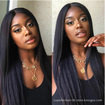 Hot Selling 150% Density Human Hair wig Transparent Lace Front Brazilian Hair with Straight Natural Color Wigs